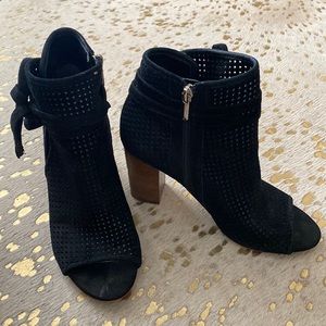 Sam Edelman black open toe block heel booties